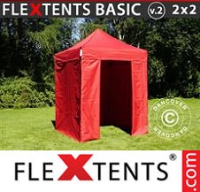 Foldetelt FleXtents Basic 2x2m Rød, inkl. 4 sider