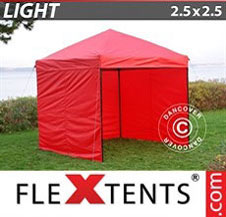 Foldetelt FleXtents Light 2,5x2,5m Rød, inkl. 4 sider