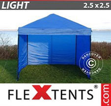 Foldetelt FleXtents Light 2,5x2,5m Blå, inkl. 4 sider