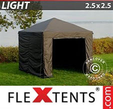 Foldetelt FleXtents Light 2,5x2,5m Sort, inkl. 4 sider
