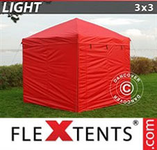 Foldetelt FleXtents Light 3x3m Rød, inkl. 4 sider