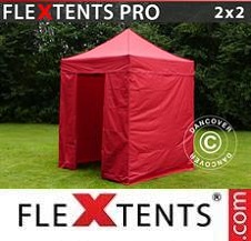 Foldetelt FleXtents PRO 2x2m Rød, inkl. 4 sider