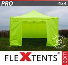 Foldetelt FleXtents PRO 4x4m Neongul/grøn, inkl. 4 sider