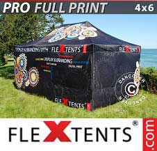 Foldetelt FleXtents PRO med fuldt digitalt print 4x6m, inkl. 4 sidevægge