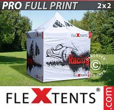 Foldetelt FleXtents PRO med fuldt digitalt print 2x2m, inkl. 4 sidevægge