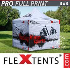 Foldetelt FleXtents PRO med fuldt digitalt print 3x3m, inkl. 4 sidevægge