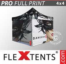 Foldetelt FleXtents PRO med fuldt digitalt print 4x4m, inkl. 4 sidevægge