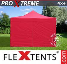 Foldetelt FleXtents PRO Xtreme 4x4m Rød, inkl. 4 sider