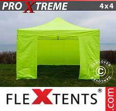 Foldetelt FleXtents PRO Xtreme 4x4m Neongul/grøn, inkl. 4 sider