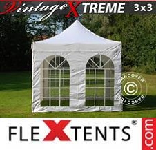 Foldetelt FleXtents PRO Xtreme 3x3m Hvid, inkl. 4 sider