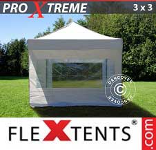 Foldetelt FleXtents PRO Xtreme 3x3m Hvid, inkl. 4 sider