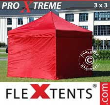Foldetelt FleXtents PRO Xtreme 3x3m Rød, inkl. 4 sider