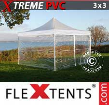 Foldetelt FleXtents PRO Xtreme 3x3m Transparent, inkl. 4 sider