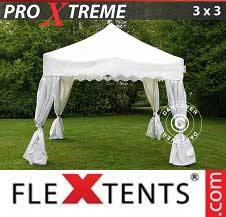 Foldetelt FleXtents PRO Xtreme 3x3m Hvid, inkl. 4 pyntegardiner